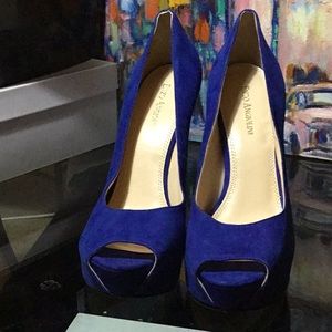 Royal blue platform heels